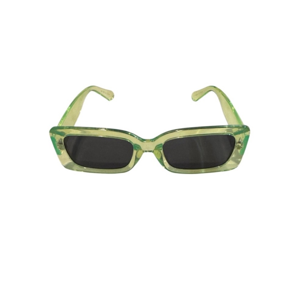 Translucent Lime Rectangular Sunglasses - Picture 3 of 9